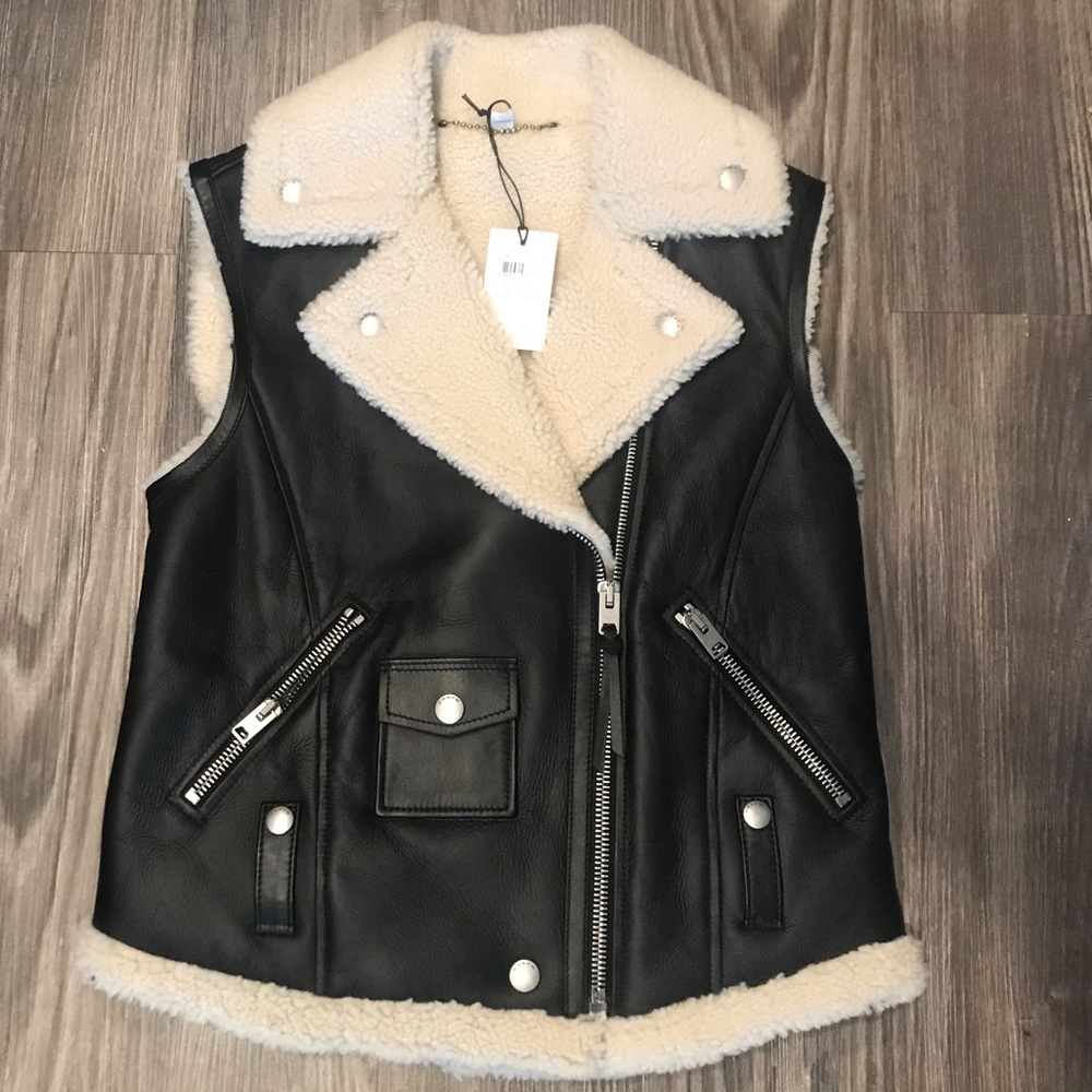 Coach shearling Moto vest